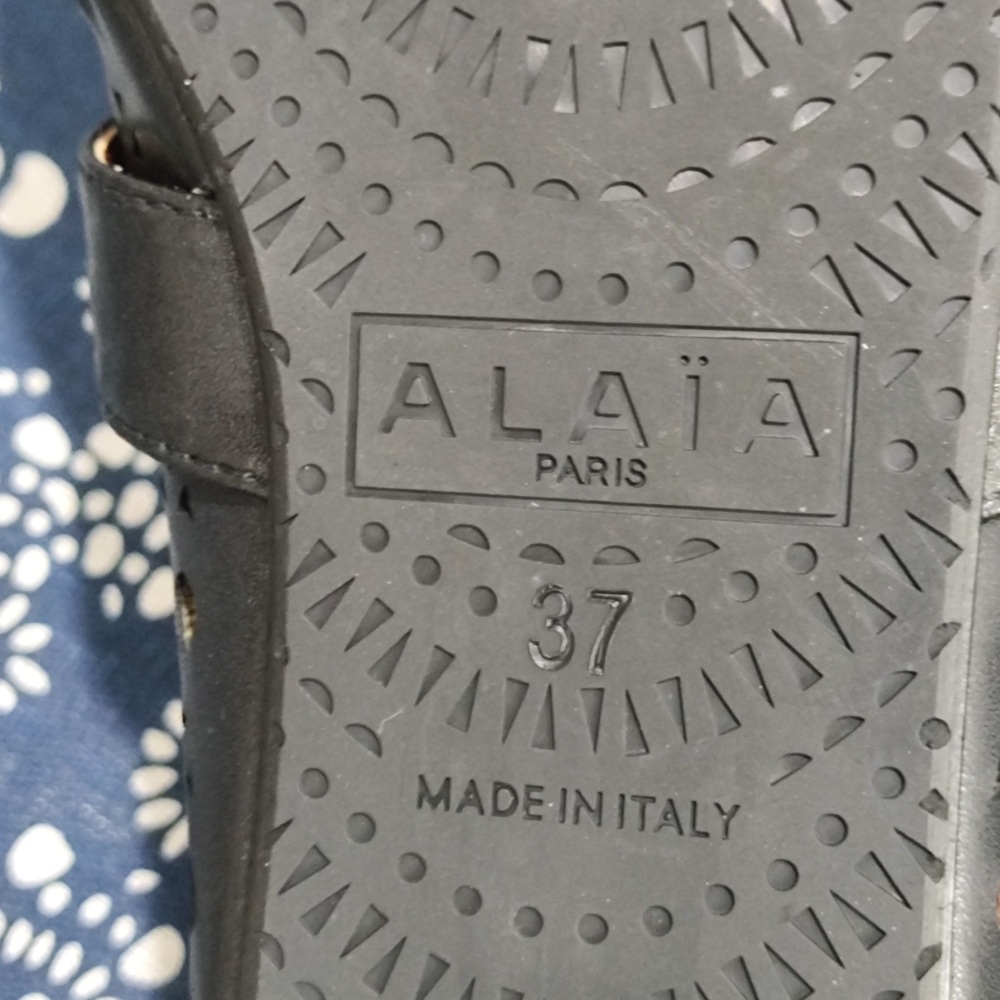 Alaia Black Perforated Leather Mary Jane Flats with Buckle - Picture 9 of 9